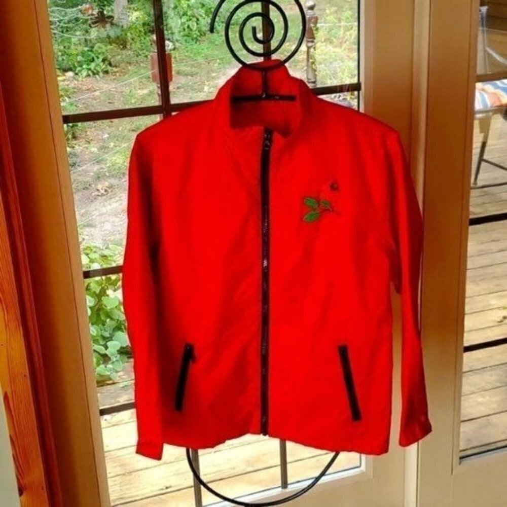 Eddie Bauer Embroidered Red Cardinal Long Slv Lined Zippered Nylon Sz XS Jacket